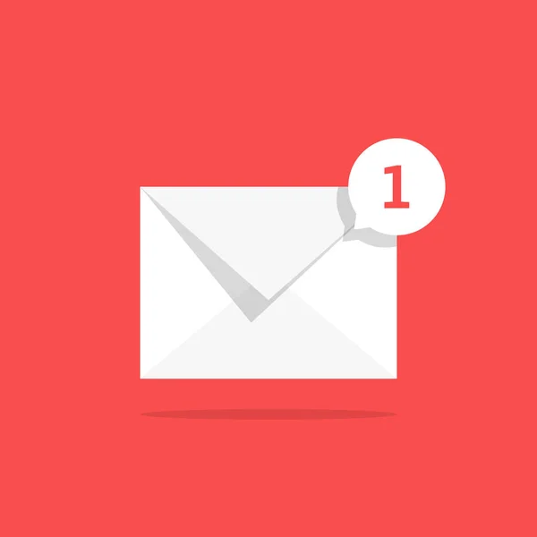 Białe Powiadomienie Ikona Mail Bańki Mowy Pojęcie Mówienia Online Lub — Wektor stockowy