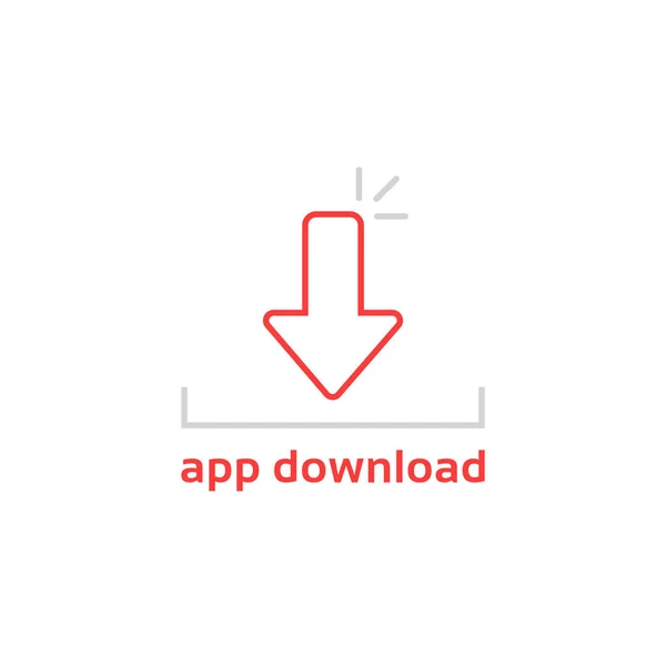 Enkel Tunn Linje App Nedladdning Logotyp Kontur Platt Stil Trend — Stock vektor