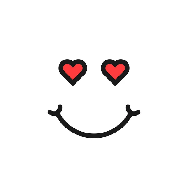Thin Line Love Emoji Logo Hearts Linear Flat Style Trend — Stock Vector