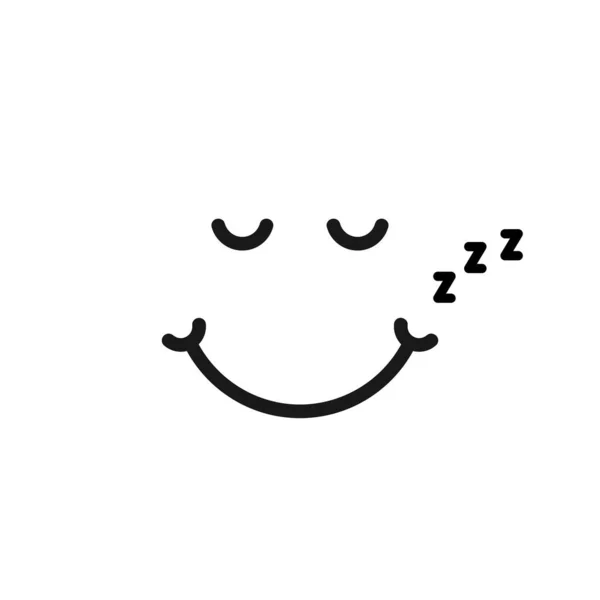 细线睡眠情感标识 像打鼾 睡眠不足微笑的概念或抽象的晚安标签 线性卡通扁平风格的趋势现代的Zzzz Emogi标识类型的图形艺术设计孤立在白色之上 — 图库矢量图片
