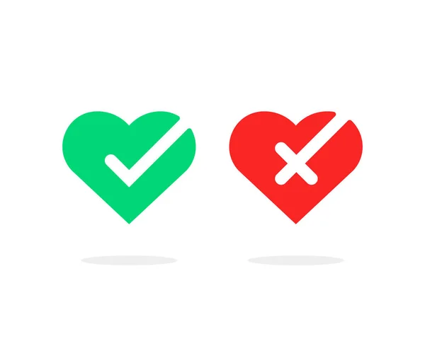 Χρωματιστές Καρδιές Σημάδια Ελέγχου Έννοια Της Πλήρους Checkbox Κουμπί Και — Διανυσματικό Αρχείο