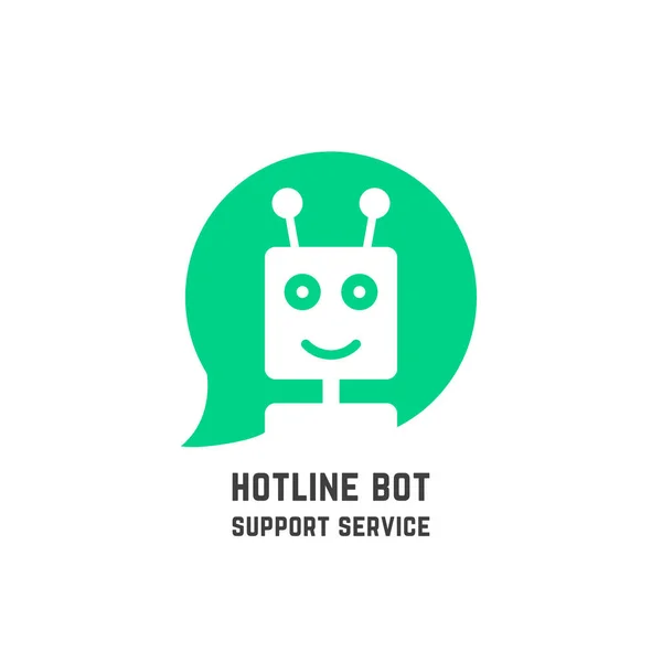 Groen Hotline Bot Logo Zoals Support Service Platte Eenvoudige Trend — Stockvector