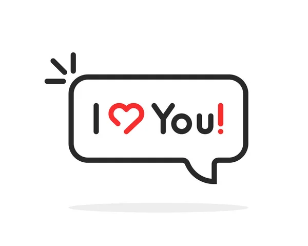 Linear Love You Text Speech Bubble Plano Simple Estilo Tendencia — Vector de stock