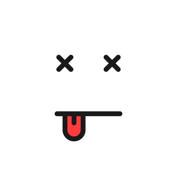 Delgada Línea Muerta Logotipo Emoji Con Lengua Concepto Error 404 — Vector de stock