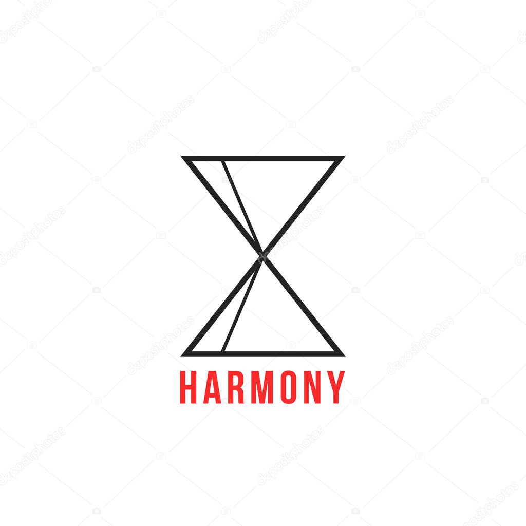 thin line balanced figure like harmony logo. simple flat style trend modern linear logotype graphic design isolated on white background. concept of two harmonious triangle like people relations