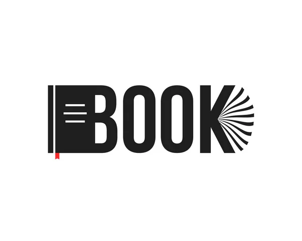 ホワイトで隔絶されたブラックブックの抽象ロゴ シンプルなフラットラベルトレンドモダンなロゴタイプ最小限のグラフィックデザインブックショップテンプレート デジタルブック大学の勉強会や小冊子主催者の考え方 — ストックベクタ