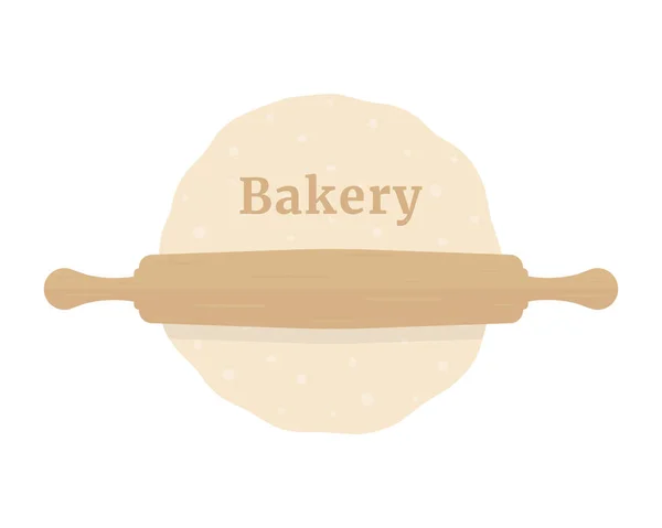 Rouleau Pâtisserie Avec Pâte Comme Une Boulangerie Plat Simple Design — Image vectorielle