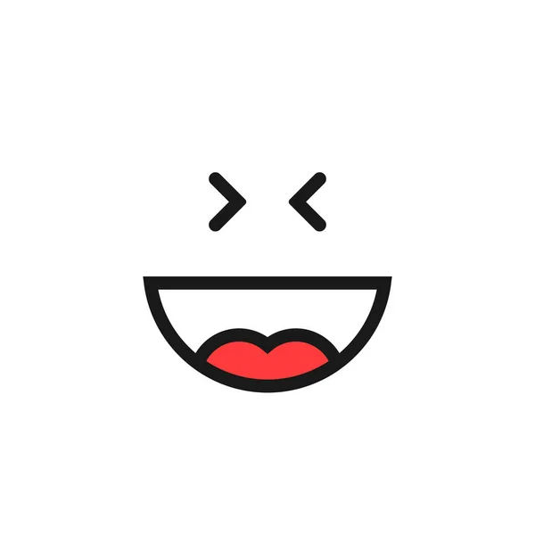 Vékony Vonal Boldog Emoji Logó Mint Nevetés Lineáris Lapos Stílus — Stock Vector