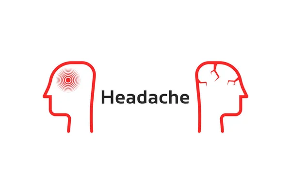 Dwa Czerwone Logo Bólu Głowy Pojęcie Kobiety Lub Mężczyzny Silnym — Wektor stockowy