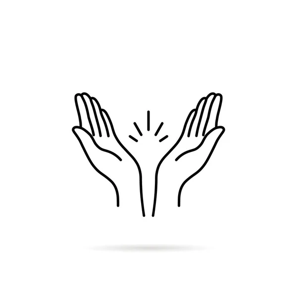 Λεπτή Γραμμή Χέρια Προσευχή Χειροκρότημα Έννοια Της Παλαμάκια Βραχίονες Όπως — Διανυσματικό Αρχείο