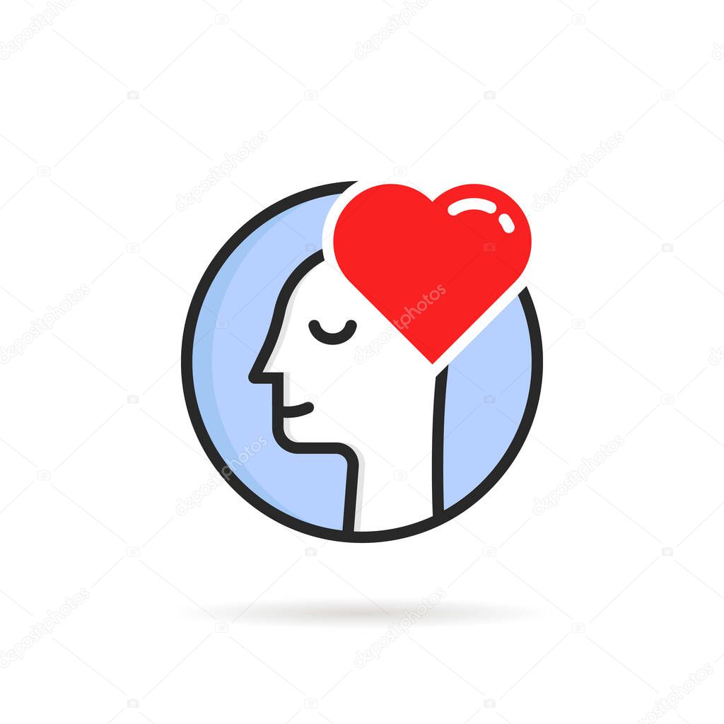 Simple mental emotion like love feeling. concept of romantic sign for first date and emotional lover with passion. linear flat narcissism minimal logotype graphic design isolated on white background