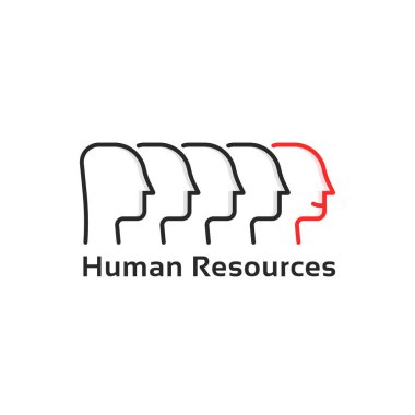 İnce çizgili insanlarla insan kaynakları. Doğrusal trend modern logottip grafik sanat tasarımı beyazda izole edildi. İş dünyasında ya da iş birliğinde rakip siluet kavramı ve nüfuz gibi bağımsız kişiler