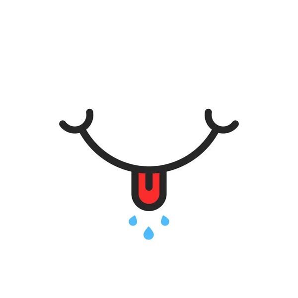 Manger Affamé Visage Émoji Simple Concept Délicieuse Bonne Nourriture Délicieuse — Image vectorielle