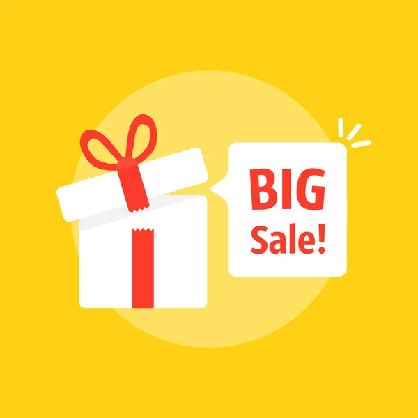 Big Sale Bubble Open Gift Box Concept Prize Bonus Customer — Stock Vector