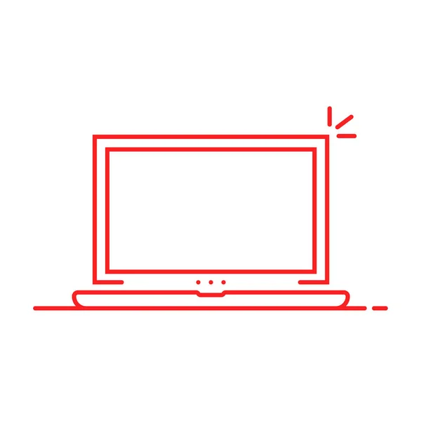 Roter Linearer Laptop Isoliert Auf Weiß Konzept Der Tragbaren Zeichen — Stockvektor