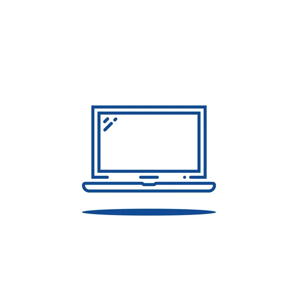 Blue Linear Laptop Simple Logo Contour Flat Simple Stroke Trend — Stock Vector