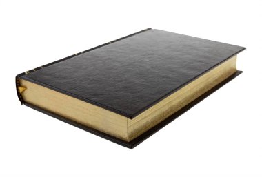 Kahverengi, yaldızlı süslemeleri olan eski bir kitap. Beyaz, deri kaplı bir kitap.