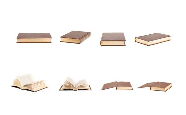 Libri Set Isolato Sfondo Bianco Serie Vecchi Libri Tutorial — Foto Stock