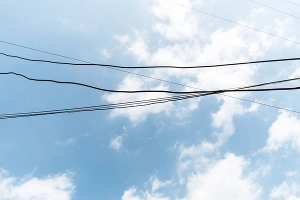 Stroomkabel Elektrische Kabel Elektriciteitspost — Stockfoto