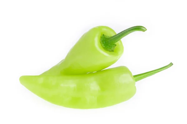 Green Bell Pepper Isolated White Background Close Shot — Stock Photo, Image