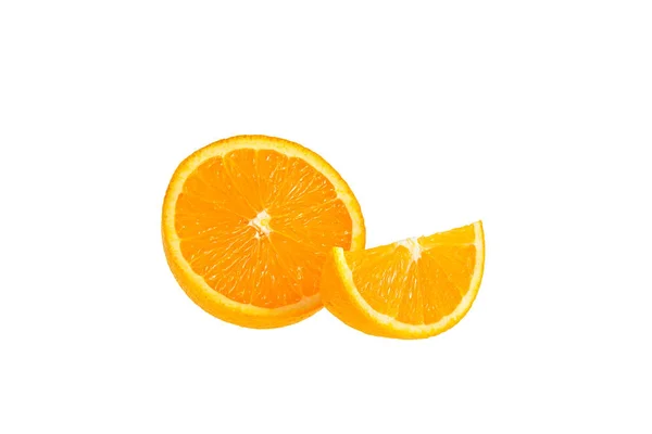 Orange Fruit Half Two Segments Cantles Isolated White Background Cutout — Stock Photo, Image