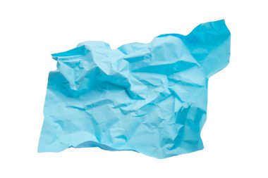 Beyaz arkaplanda mavi renkli kağıt top izole edildi