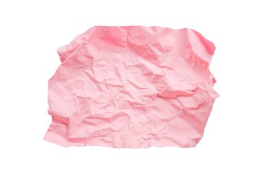 Pembe buruşuk kağıt, beyaz arkaplan