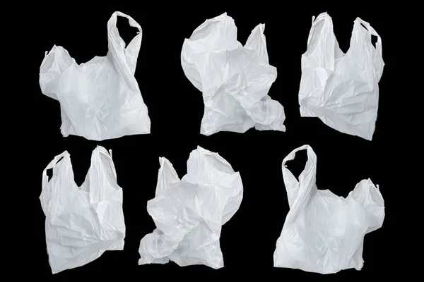 Weiße Plastiktüte Isoliert Auf Schwarz Ist Eine Weiße Plastiktüte Isoliert — Stockfoto