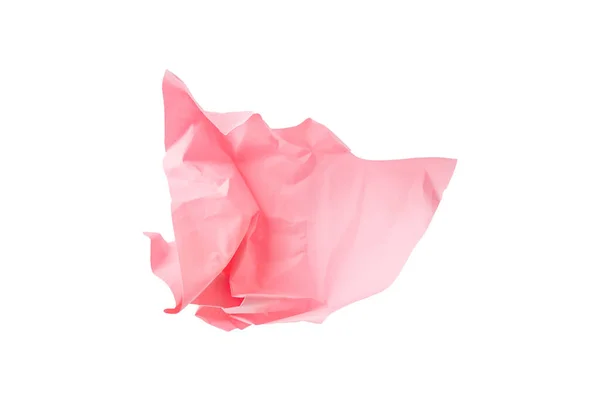Růžový Zmačkaný Papír Bílé Pozadí — Stock fotografie