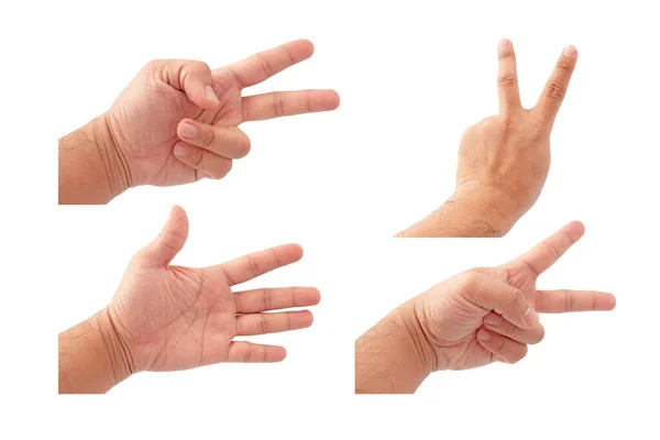 Hand Set Showing Various Gestures Isolated White Background — Stock Photo, Image