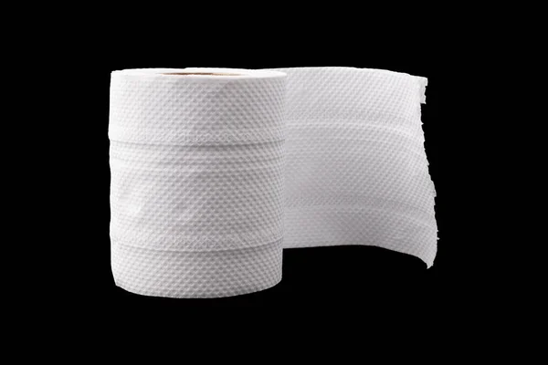 Toilet Paper Isolated Black — Stock Photo, Image