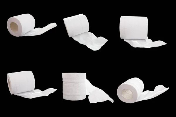 Set Toilet Paper Isolated Black Background — Stock Photo, Image