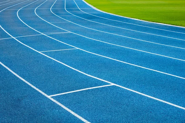 Trilha Esteira Corrida Azul Com Números Pista Estádio Livre Grelha — Fotografia de Stock