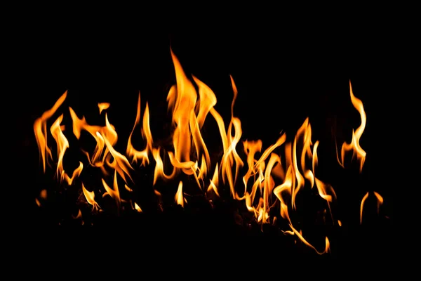 Feuerflammen Auf Schwarzem Hintergrund Flammen Isoliert Auf Schwarzem Hintergrund — Stockfoto