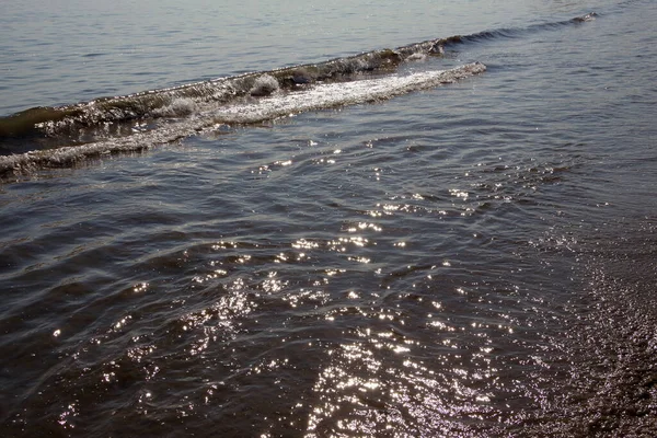 High Angle Sectional View Sun Reflecting Ripples Ocean Water Long — Stock Photo, Image