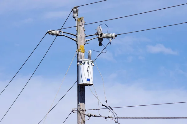 Elektrizität Strom Mast Himmel Energie Elektrizität Leitung Kabel Turm Spannung — Stockfoto