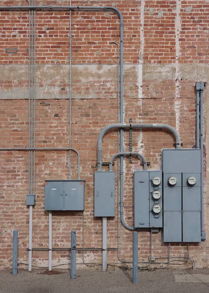 Close Sectional Full Frame View Old Brick Building Side Wall — Stock Photo, Image