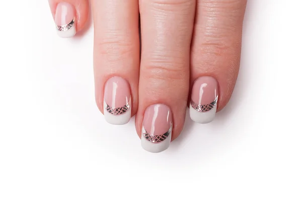 Beautiful Geometric Manicure Nails Close Studio Photography — Stock Photo, Image