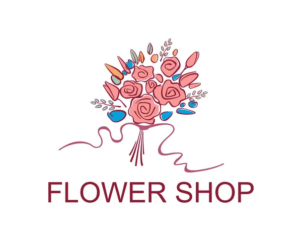 Logo Flower Shop Stylized Graphic Bouquet Vector Graphics — Stock Vector