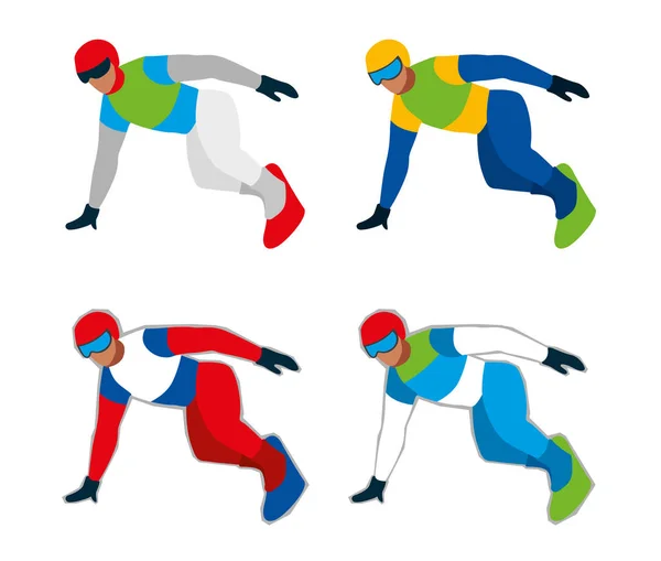 Figura Snowboarder Establecer Ropa Deportiva Diferentes Colores Gráficos Vectoriales — Archivo Imágenes Vectoriales