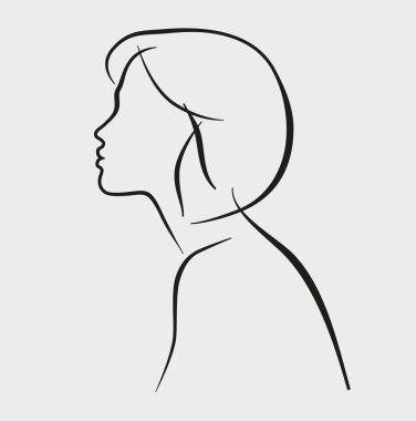 Kadın profili doğrusal çizilmiş. Vektör grafikleri