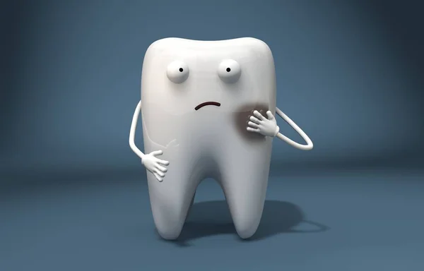 Illustration Sick Tooth Felt Unwell Funny Characters — Stock Photo, Image