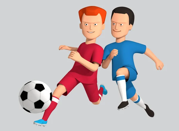 Иллюстрации Мальчики Футболисты Бегают Мячом Изолировать Моделирование — стоковое фото