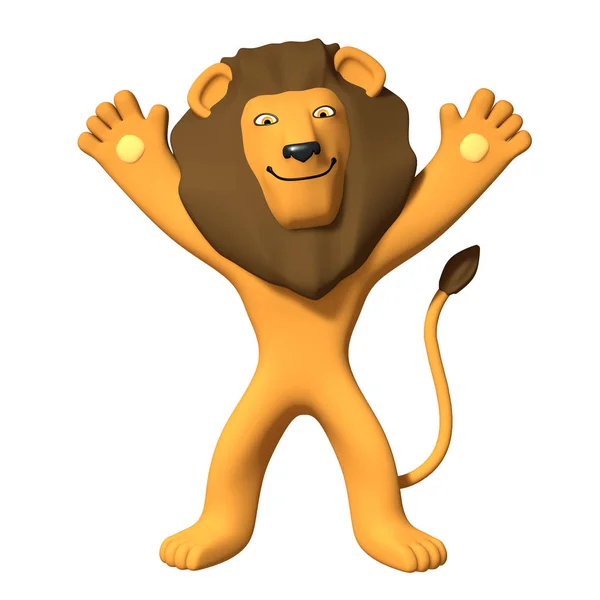 3d illustration Character cheerful cute Leo is waving paws