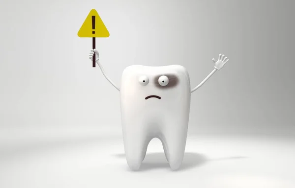 Illustration Sick Tooth Alarmed Waves Sign Attention Funny Characters — Stock Photo, Image