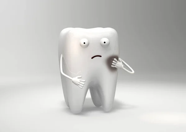 Ilustração Sentimentos Preocupações Dente Doente Personagens Engraçados — Fotografia de Stock