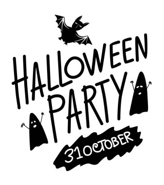 Cadılar Bayramı partisi. Yazı afişi. Vektör grafikleri