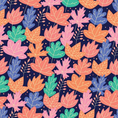 Sonbahar parlak yaprakları dikişsiz desen. Vektör tam renkli grafikler