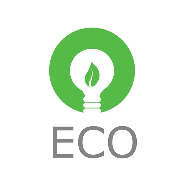 Eco Logo Groene Sprout Een Silhouet Van Een Gloeilamp Vectorafbeeldingen — Stockvector