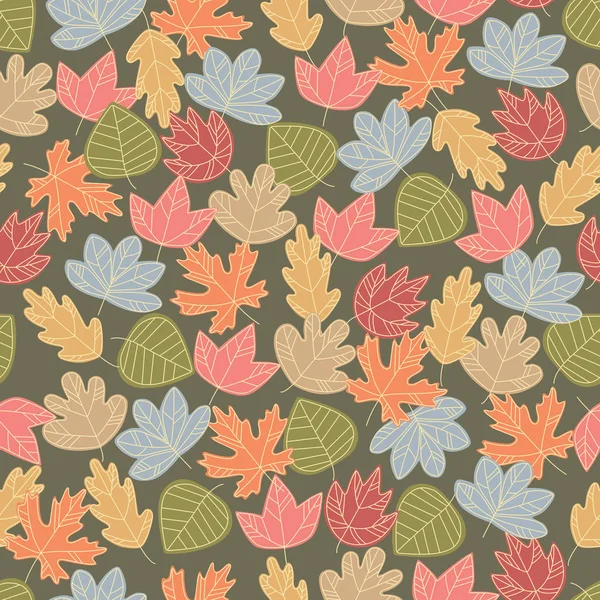 Осенние Листья Теплых Цветов Образуют Бесшовный Узор Векторная Полноцветная Графика — стоковый вектор
